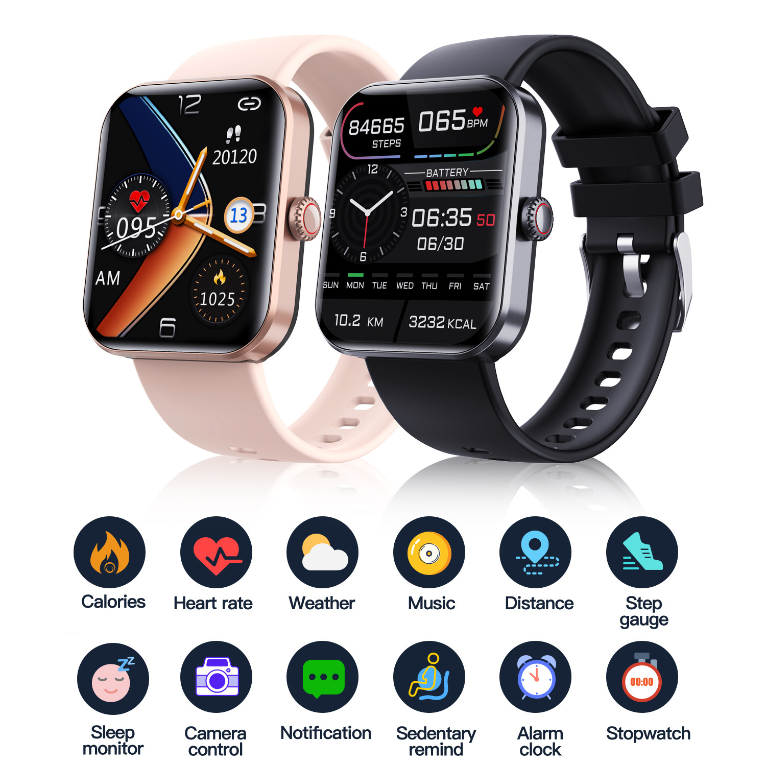 Smart watch fitness heart rate blood oxygen sleep pedometer